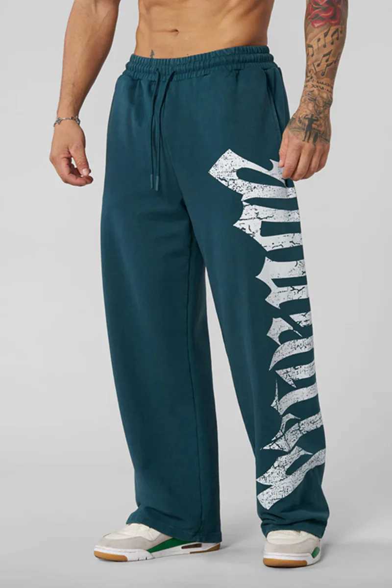 Men's new casual loose pants American style LOQO letter printed running training pants outdoor casual loose straight l Q260917