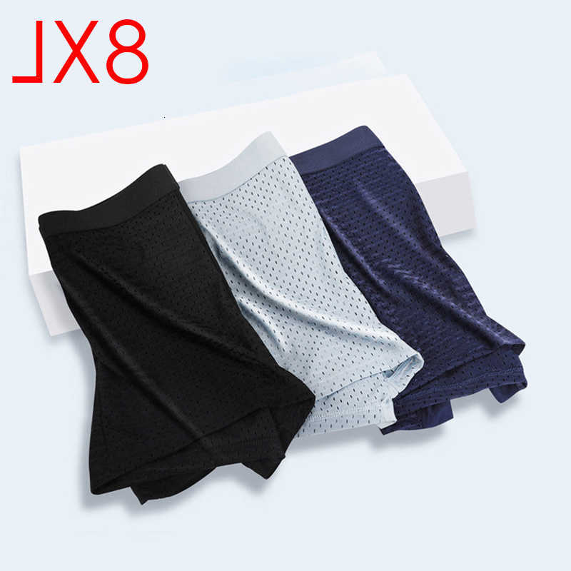 4pcs/lot Mesh Bamboo Fiber Underpants Men's Boxer Panties Summer XXXXL Large Size Shorts Breathable Underwear 5XL 6XL 7XL 8XL Underpanties D260