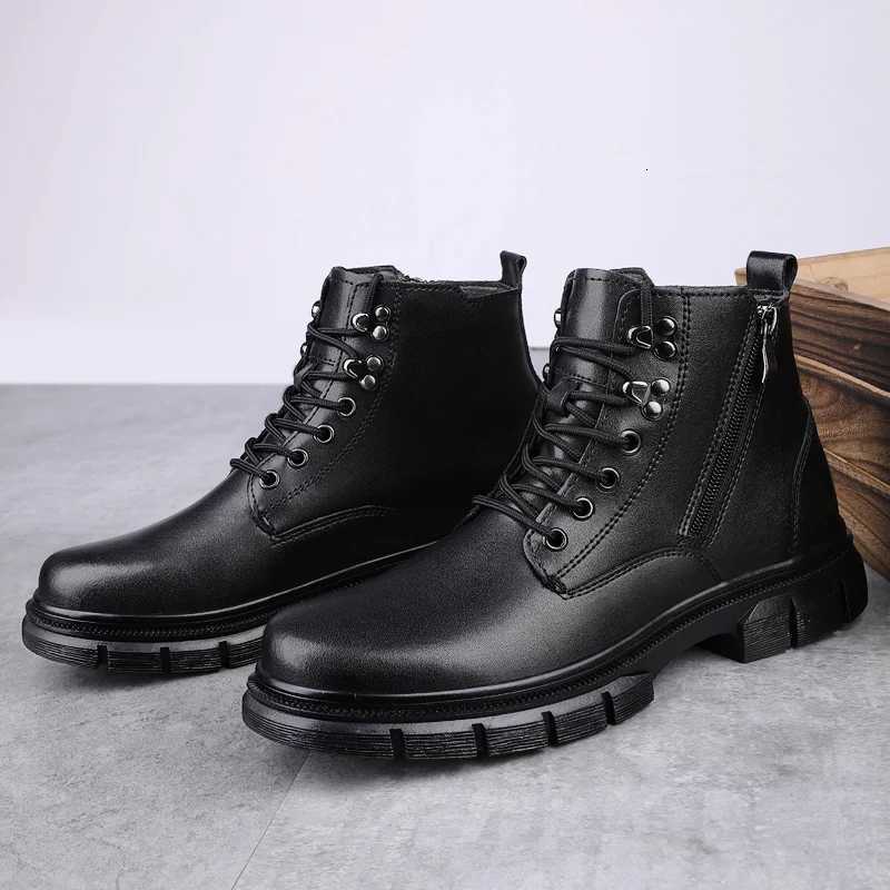 Luxury Fashion Genuine Leather Round Toe Boots Men Brand 2026 New Retro Ankle Boots Casual Leather Thick Bottom Basic Boots Q260916