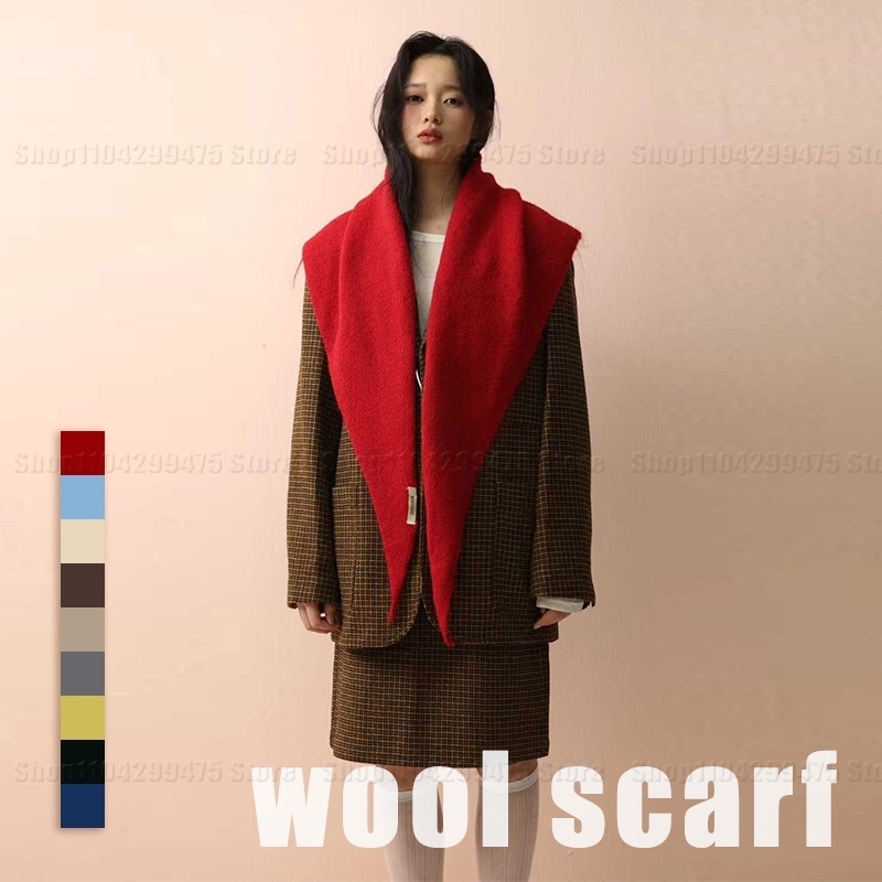 Big Size Wool Korean Style Knitted Triangular Scarf Women Winter Warm Headscarf Shawl Sold Color Neckerchief Kerchief Hijab 260917