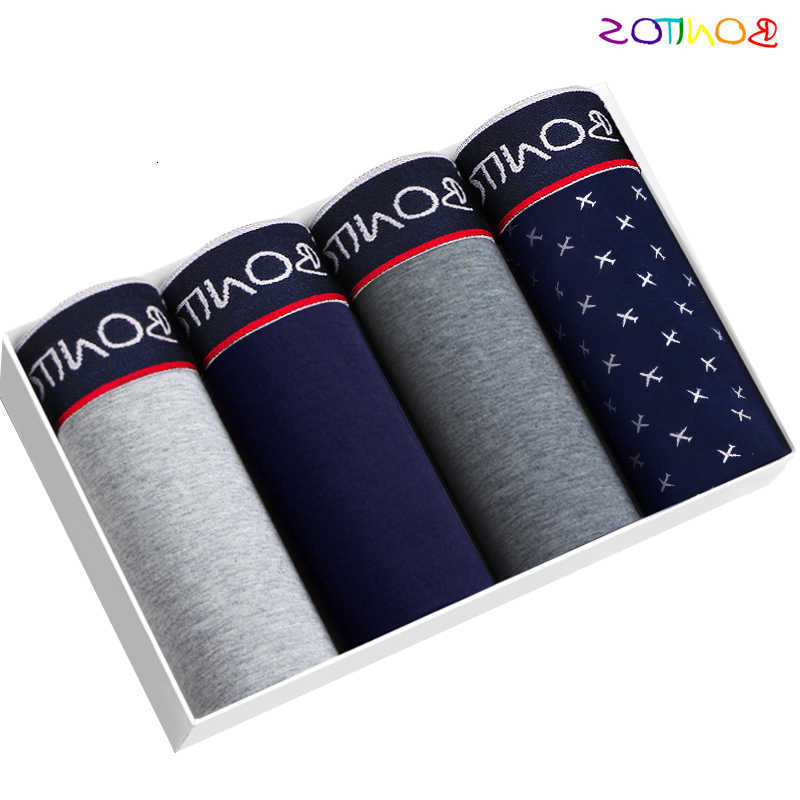 Boxer Cotton Underpants Shorts 4pcs Soft Men's Panties BONITOS Letter Waistband Men Underpants Boxer Briefs Sexy Underwear for Man Boxers D2609