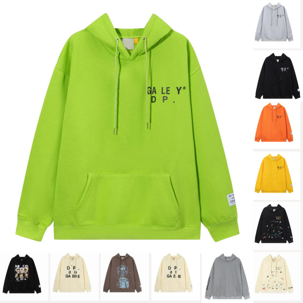 Galeyrrdept Hoodie Mens Designer Hoodie Long Sleeve Hoodies High Street Printed Tops Clothes Yellow Graphic Hoodie Green Sweatshirt Galleryer Dept H