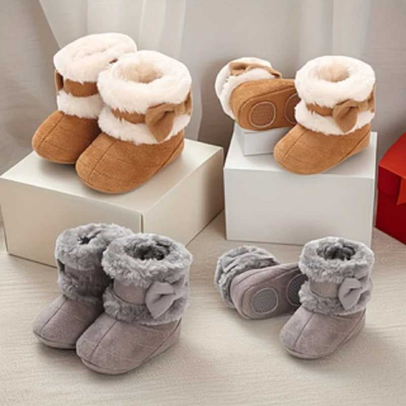Baby Learning Walk Shoes Warm Lined Velvet Bow Winter Infant Cotton Boots Cozy Footwear for Baby Girls 0-18 Months X260917