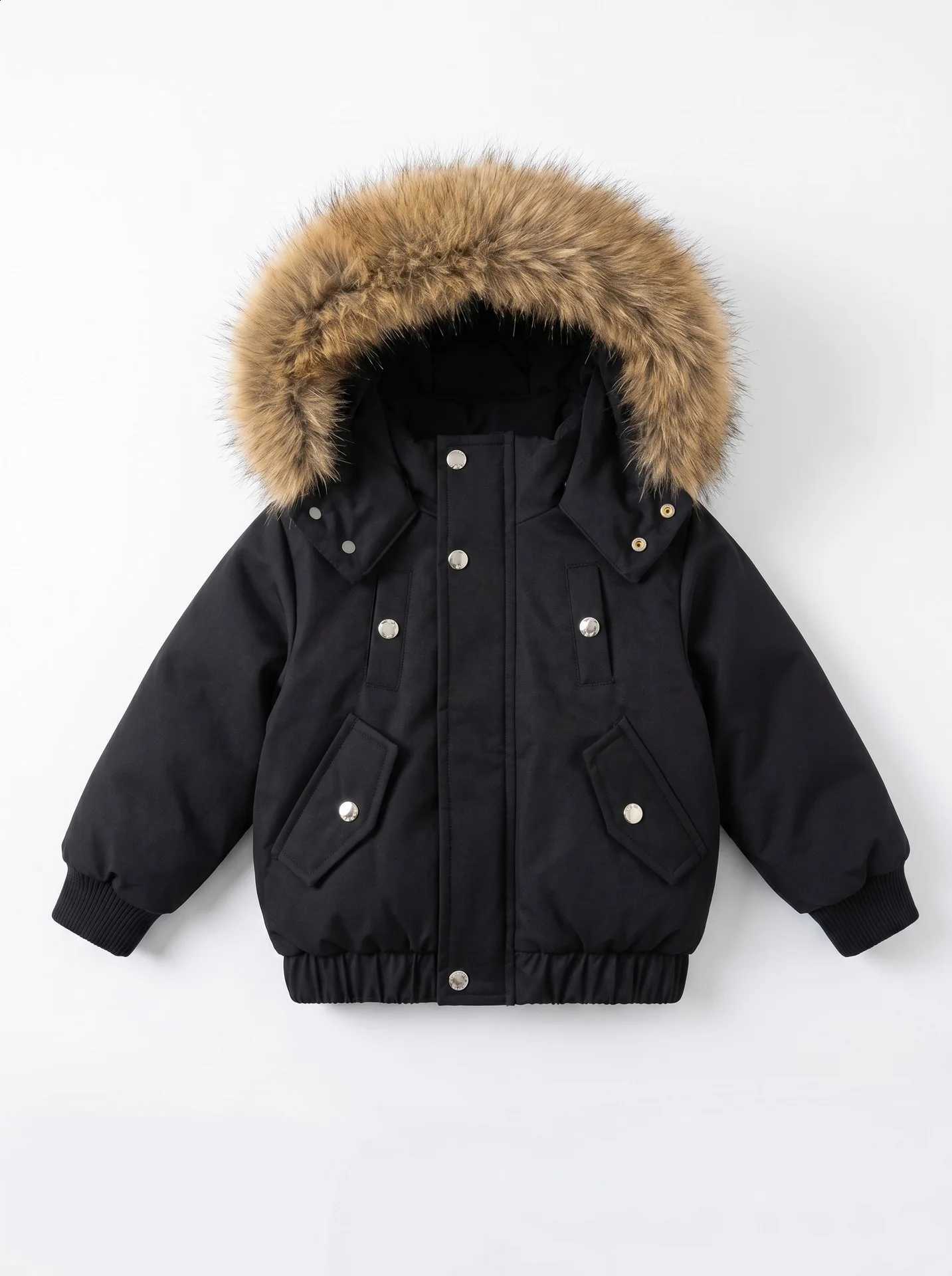 2 3 4 5 6 Years Winter Boys Jacket Keep Warm Fur Collar Windproof Jacket Hooded Zipper Boys Outerwear Birthday Gift Kids ClothesQ260917