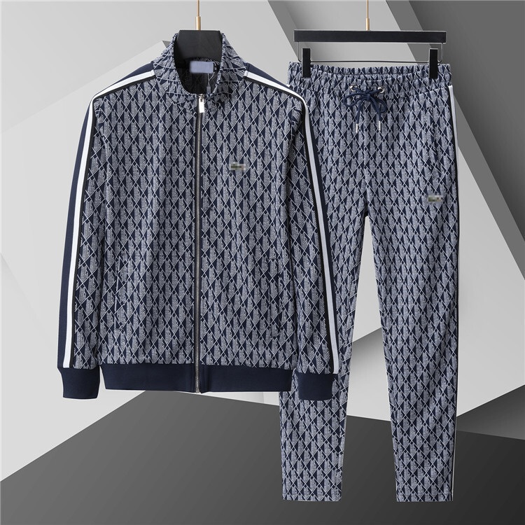 Fashion Designer Mens Clothing Jacquard Cardigan Grid Jogging Hoodie Casual Autumn Winter Trendy Embroidery Crocodile Jacket Pant Men Zip Up Sports