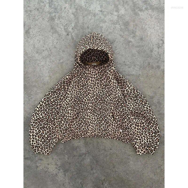 Vintage Leopard Print Hoodie Hip Hop Zip Up Sweatshirt Women's Fashion Outerwear Summer Season Other Material
