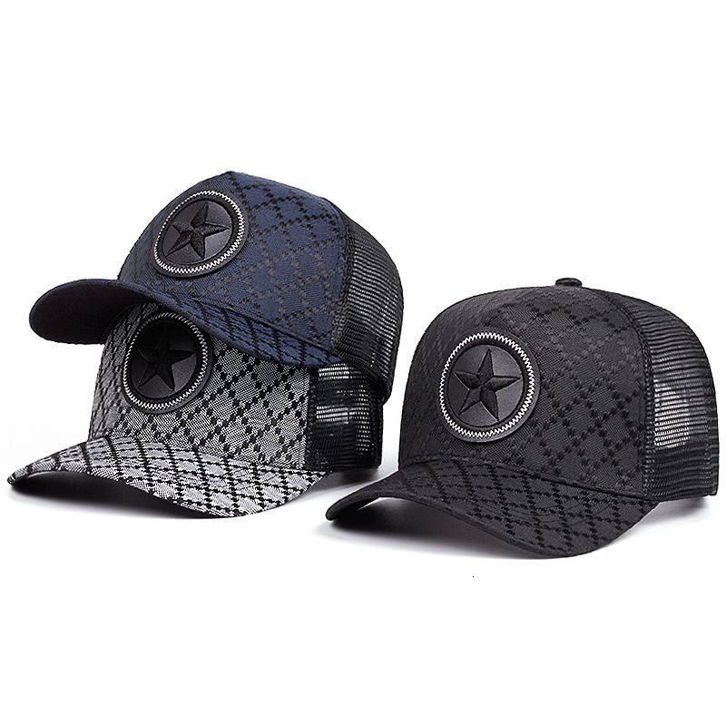 Luxury Cap Brand Designer Hat Black Dark Pattern Jacquard Baseball Five-Pointed Star Embroidered Trucker Cap, Unisex Outdoor Sunshade Mesh Cap