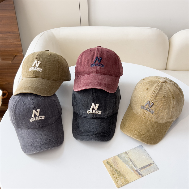 Korean-Style Versatile Fashion With 3D Letter Embroidery, Soft Top, Vintage Baseball Cap Design For Women, Featuring A Simple And Stylish Look Luxur