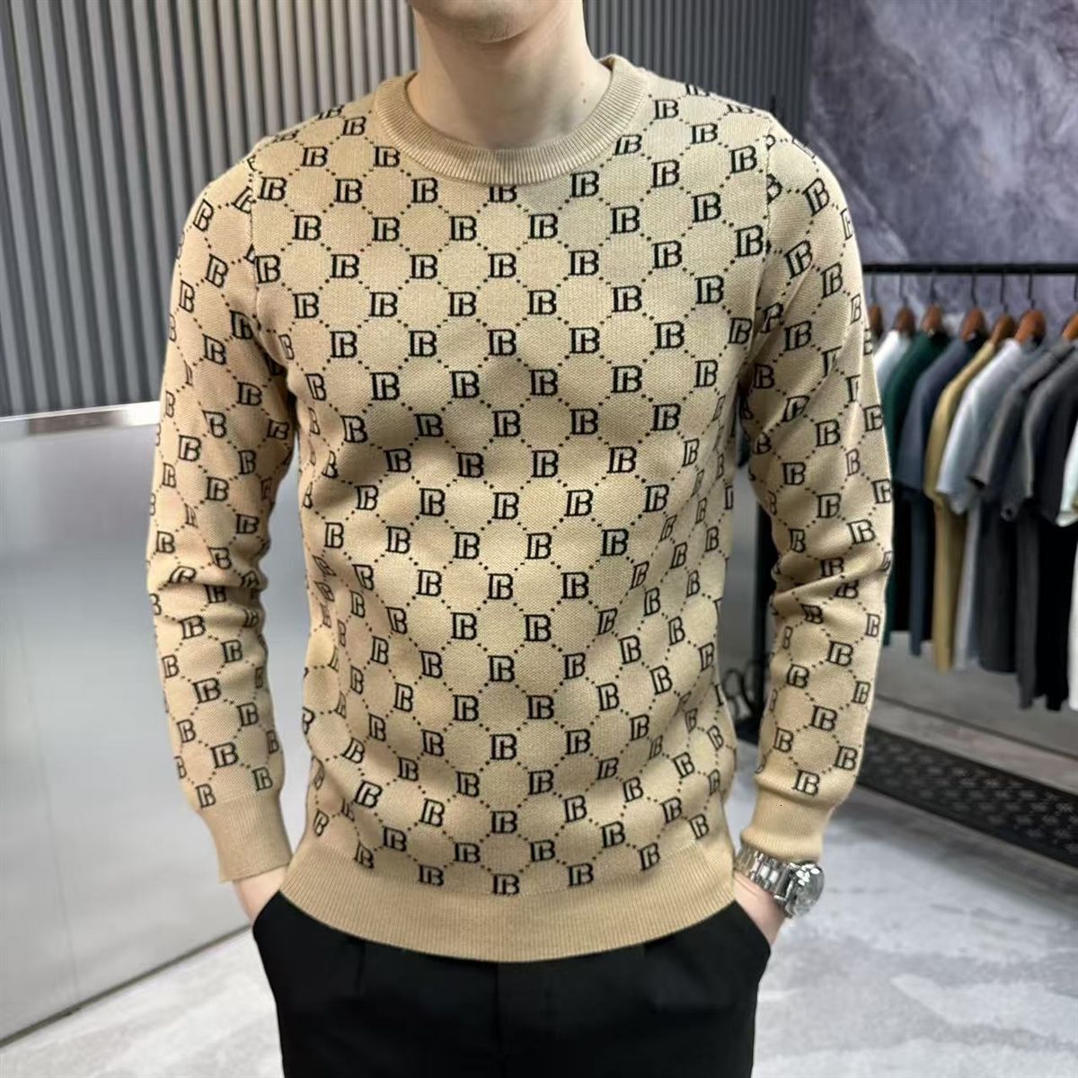 2026 New Autumn Winter Men's Light Luxury Knitwear, Long-Sleeved Sweater, Versatile, Stylish And Trendy