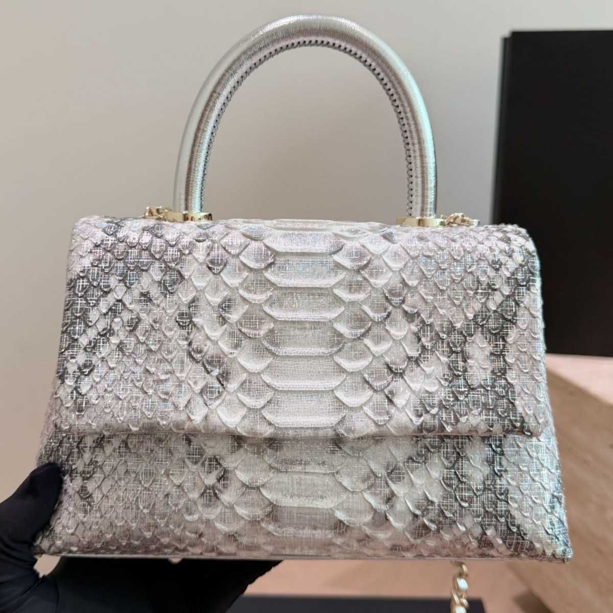 Designer Bag Luxury Snakeskin Pattern Top Handle Bag Women Python Print Shoulder Crossbody Bag Evening Purse