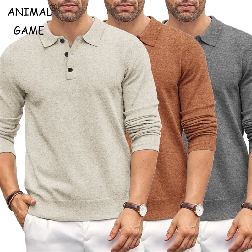 Autumn Mens Button Pullover Sweater Slim Mock Neck Knit Polo Sweaters Casual Dress Jumper Winter Heavyweight Thermal Outerwear 260917