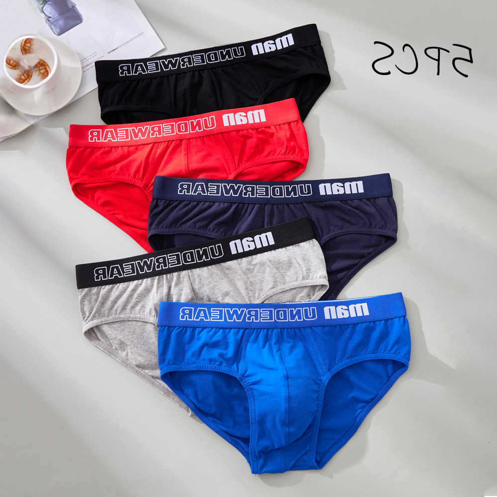 Casual Underpants 5PCS Cotton Men's Shorts Stylish Monogram Personalized Briefs Comfortable Solid Color Briefs 2025 Mens Sexy Underwear D260918