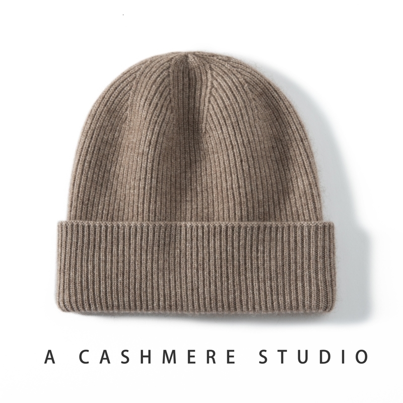 High Quality 100% Cashmere Knitted Hat for Women and Men Casual Beanie Hat Thicken Cap Winter Soft Warm Cashmere Caps Unisex 260917