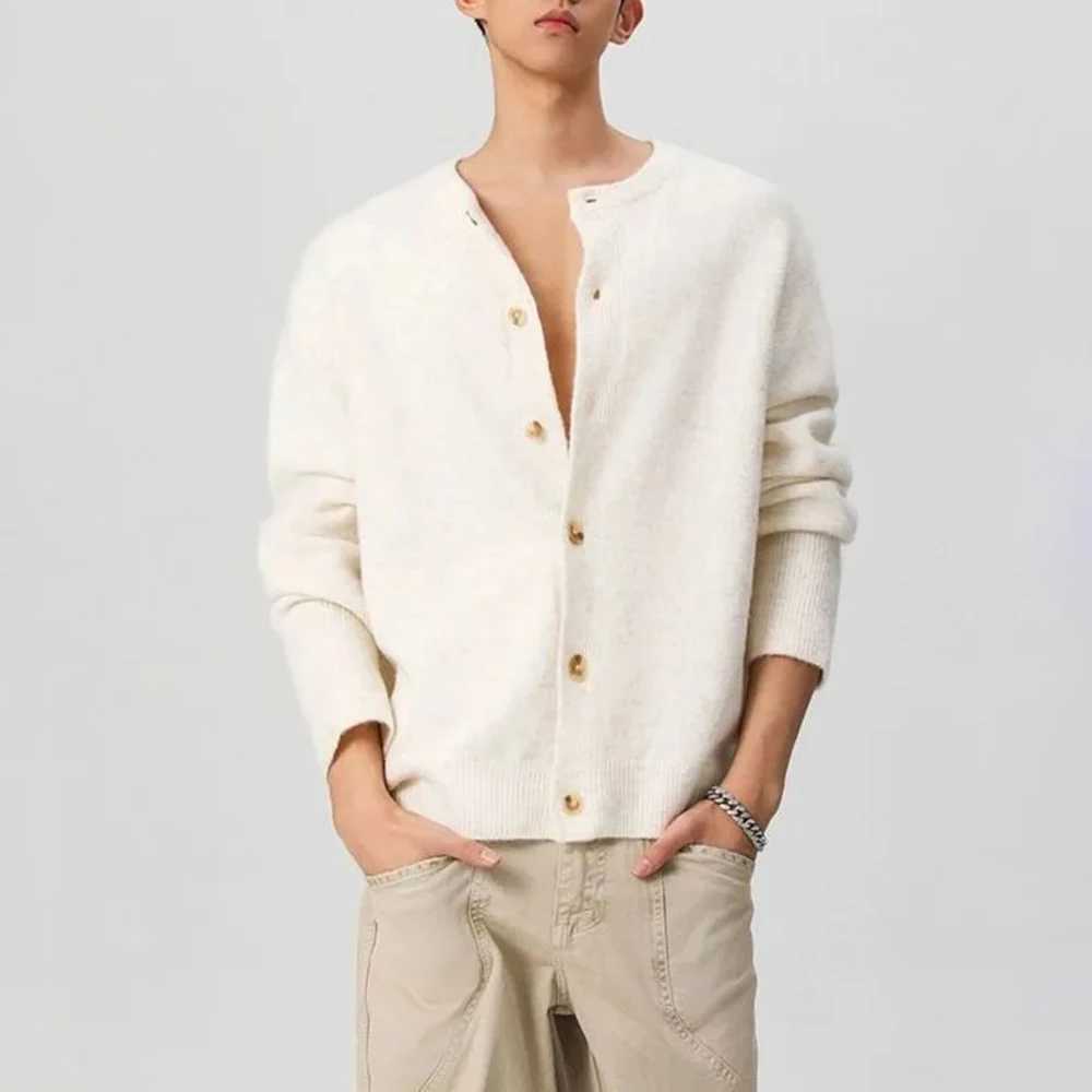 Winter New Men's Solid Color Long-Sleeved Cardigan Sweater Retro Fashion Trendy High Street Loose Casual Niche Men's Tops S260918GE4C
