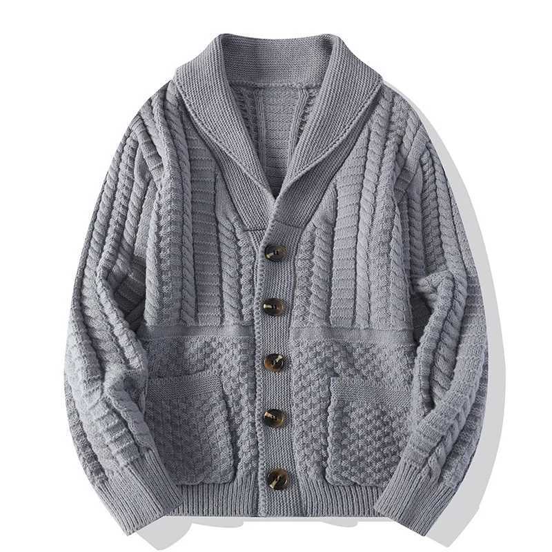 2026 High-Quality Men Long Sleeve Knitted Sweater Cardigan with Pocket High Collar Solid Color Fashionable Business Casual Wear S2609185GWG