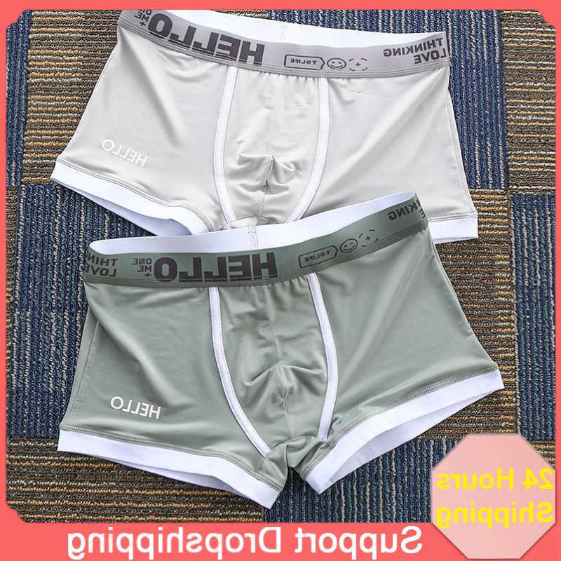 Summer Underpants Boxers 1/2/4PCS Men's Ice Silk Shorts Comfortable Elastic Quick Dry Boxers Shorts Thin Soft Bulge Pouch Sports Panties D26091