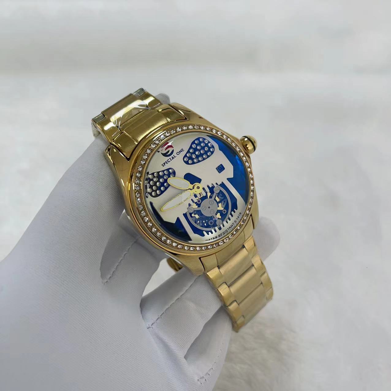 Men's Quartz Watch Skull Dial Dynamic Design Y2K Retro Streetwear Stainless Steel Band Unique Hip Hop Casual Wristwatch
