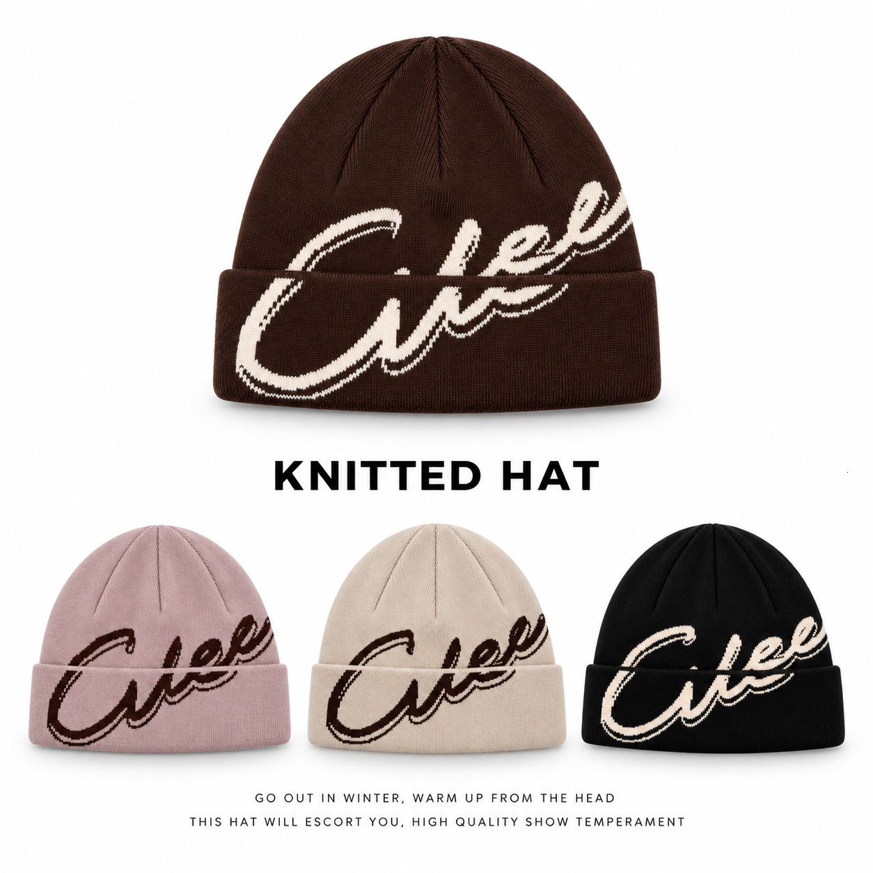 Luxury Cap Brand Designer Hat Women, New Loose-Fitting Style That Makes The Face Look Smaller, Knitted Wool Outdoor Hiking And Mountain Climbing, Be