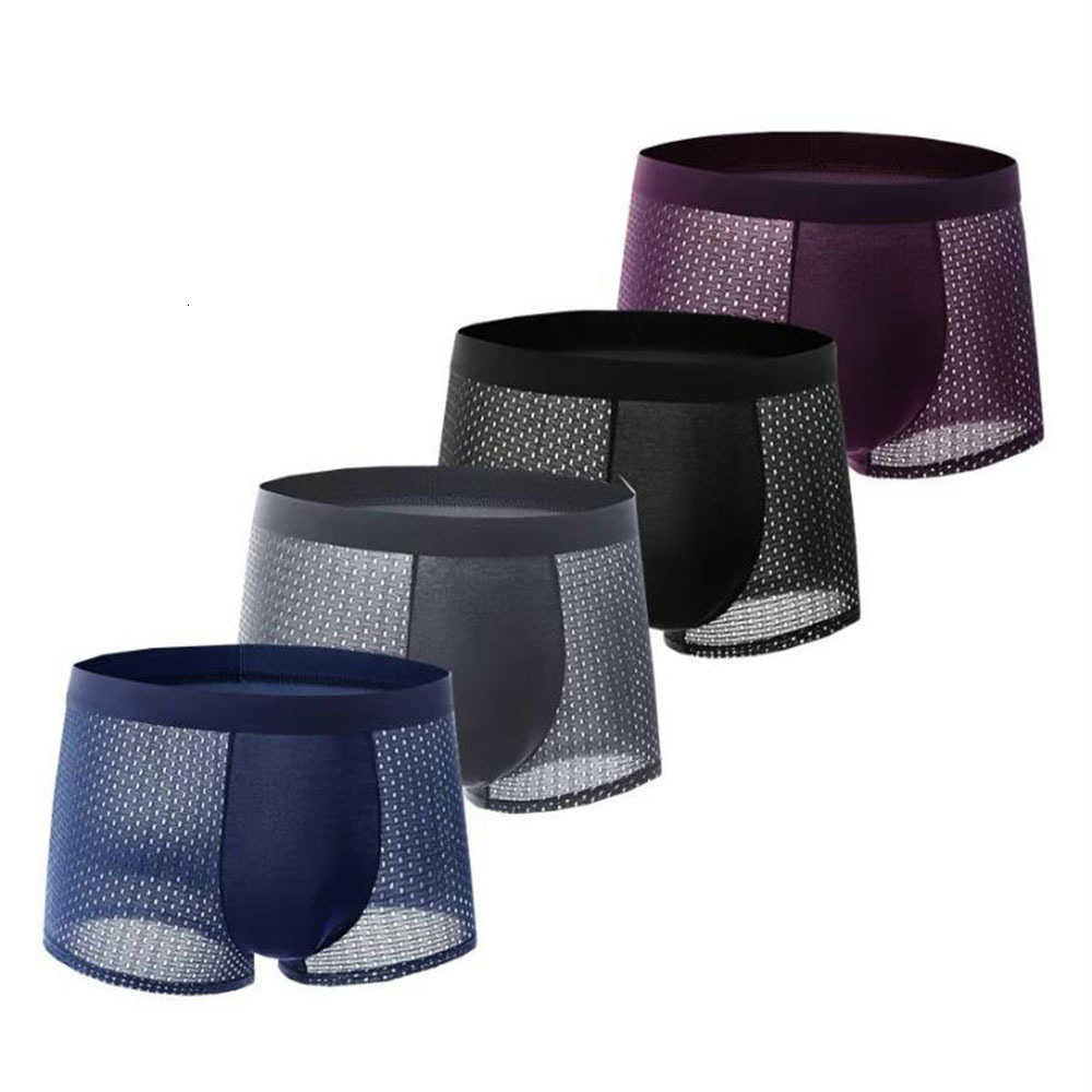 4Pcs Mesh Men's Underwear Underpants Ice Silk Cool Breathable Comfortable Fashion Sexy Men's Boxer Shorts D260918