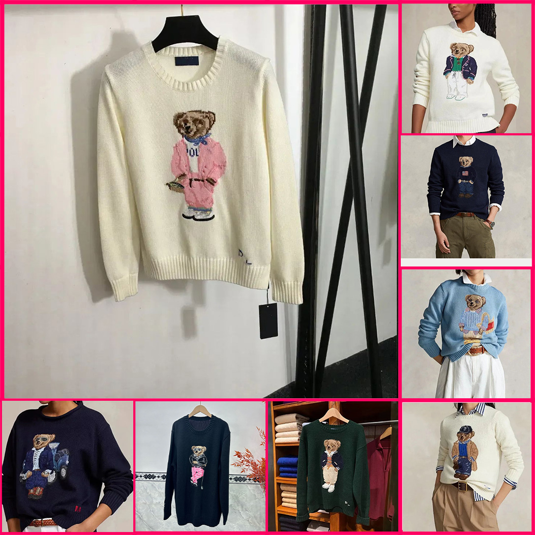 Womens mens Raplhs Sweaters Bear Sweater Winter Soft Basic Women Pullover Cotton Pulls Fashion Knitted sweater Jumper Top Sueters De Mujer