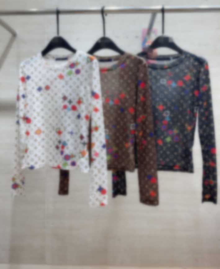 26 Women's Colorful Flower Mesh Bottom Shirt Lightweight Breathable Top T-shirt 913