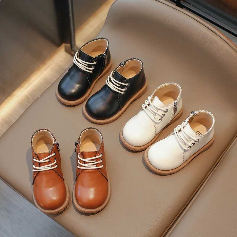 Children Boots Pu Leather Vintage Zipper Platform Toddler Kids Short Boot Ankle-high Solid Color Autumn Ruffles Boys Girls Shoes X260917