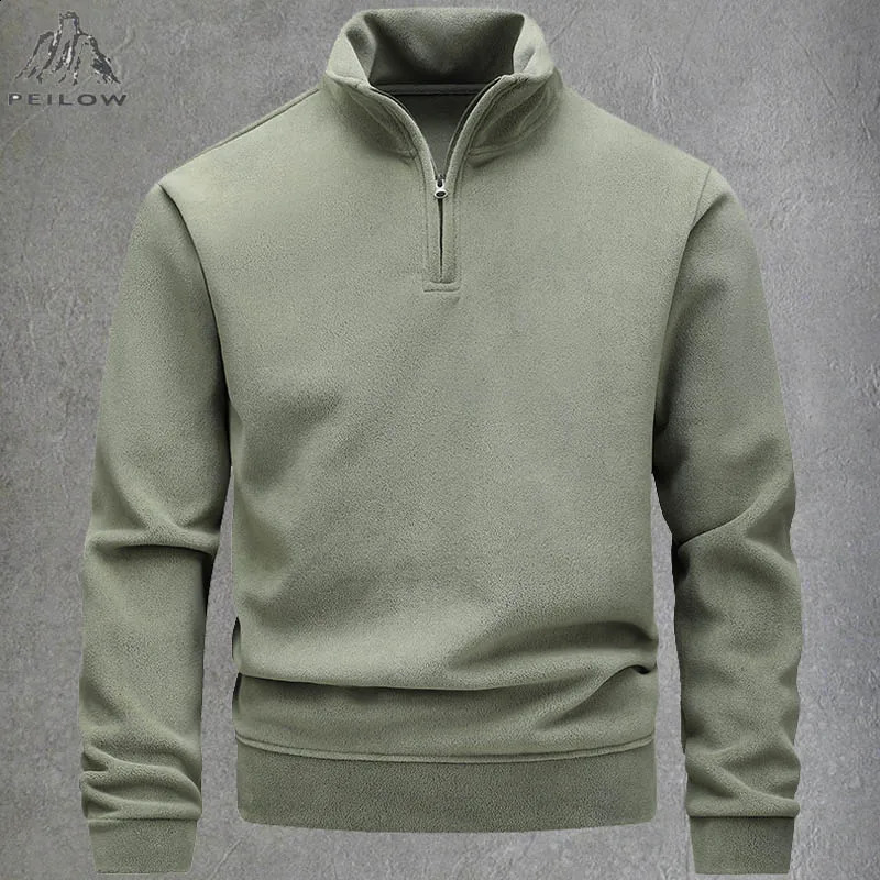 Mens Polar Fleece StandCollar Hoodies Autumn Winter Fashion HalfZip LongSleeve Pullover Sweatshirt Warm Hiking Jackets 260918
