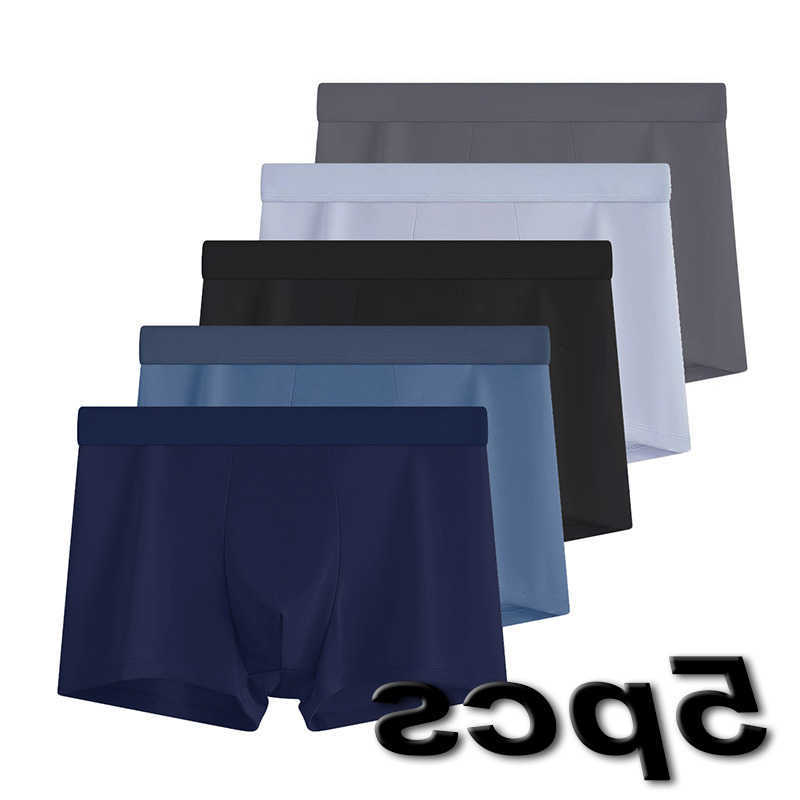 Color Underpants Solid 5-Piece Men's Breathable Ice Silk Boxer Shorts Comfortable And Fashionable Men's Elastic Underwear D260918