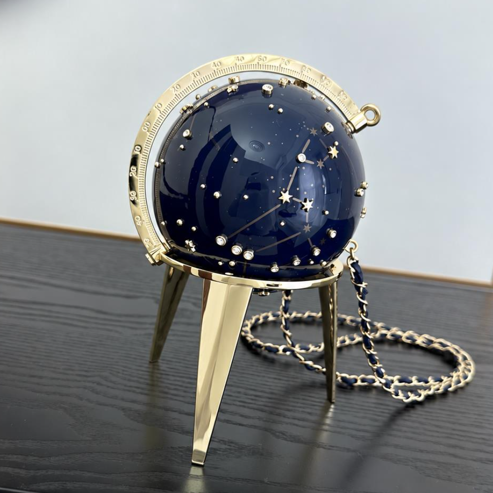 Globe Minaudiere Bag Exquisite Acrylic Celestial Hard Shell Crystal Star Chain Crossbody Purse for Evening Parties Top-Tier Designer New Arrival