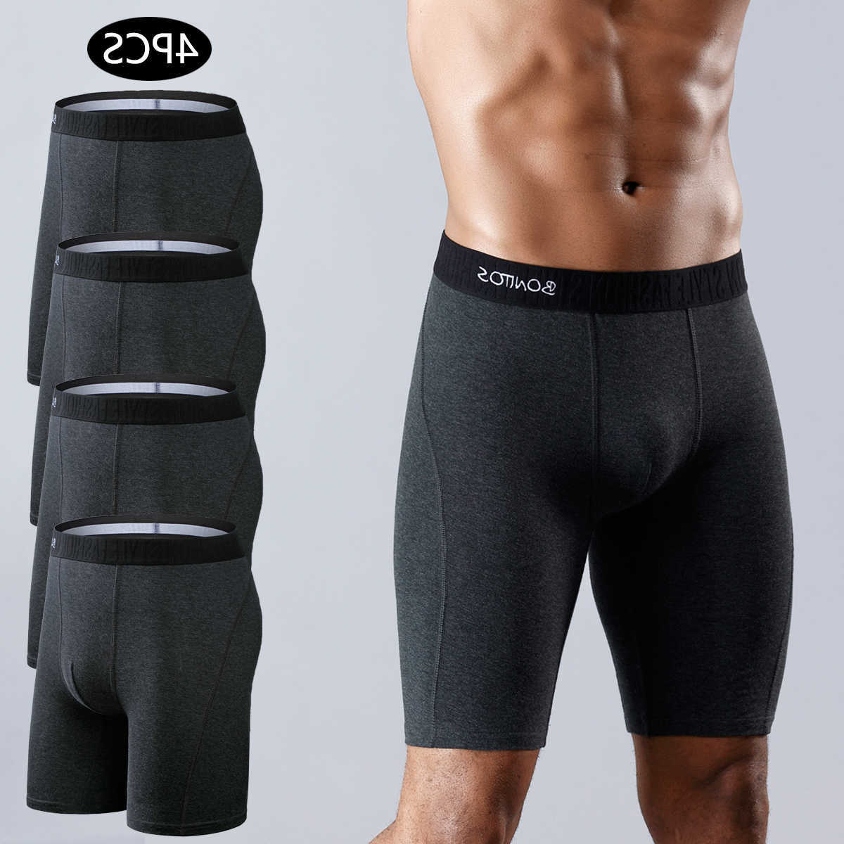 for Underpants 4pcs Long Boxers Men Underwear Plus Size Men's Panties Sexy Long Leg Underpants Cotton Mens Boxer Shorts Fashion Male Trunk D260
