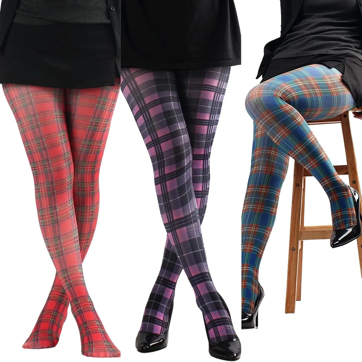 Fashion Women's Classic Plaid Printed Pantyhose Christmas Accessories Scottish Tartan Cotton Stockings Year Pants 260917