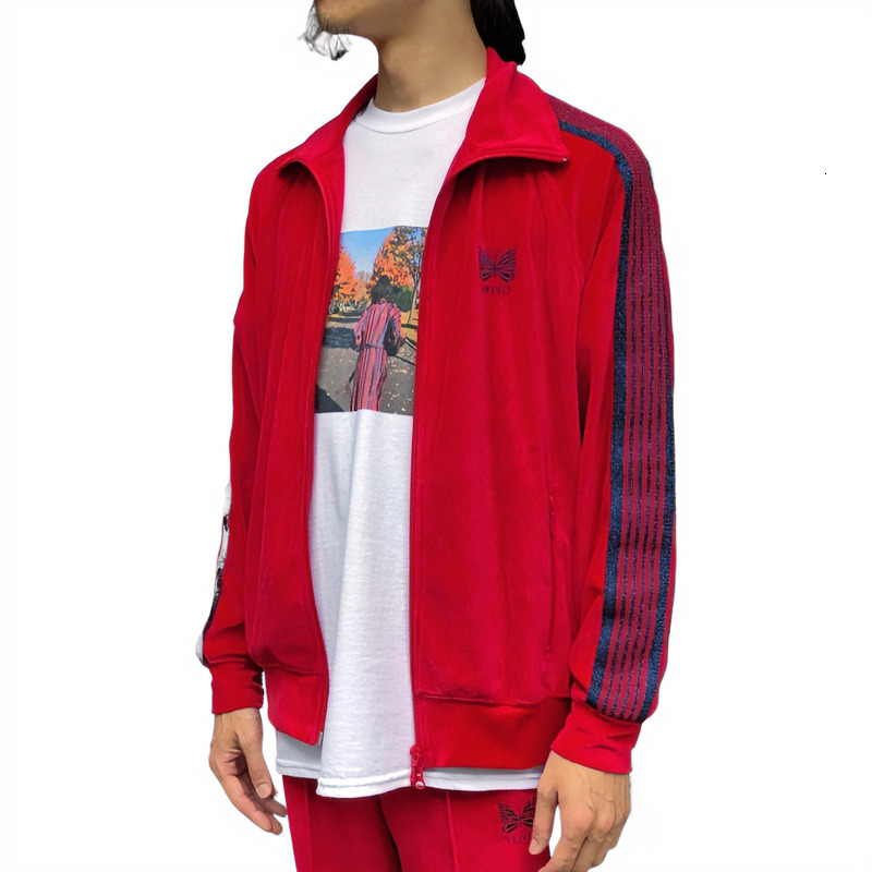 Needles mens jacket Luxury Desingner Tracksuits Needles Track Butterfly Embroidery Sports Set Jacket Pants Outerwear Trousers Suits Oversized