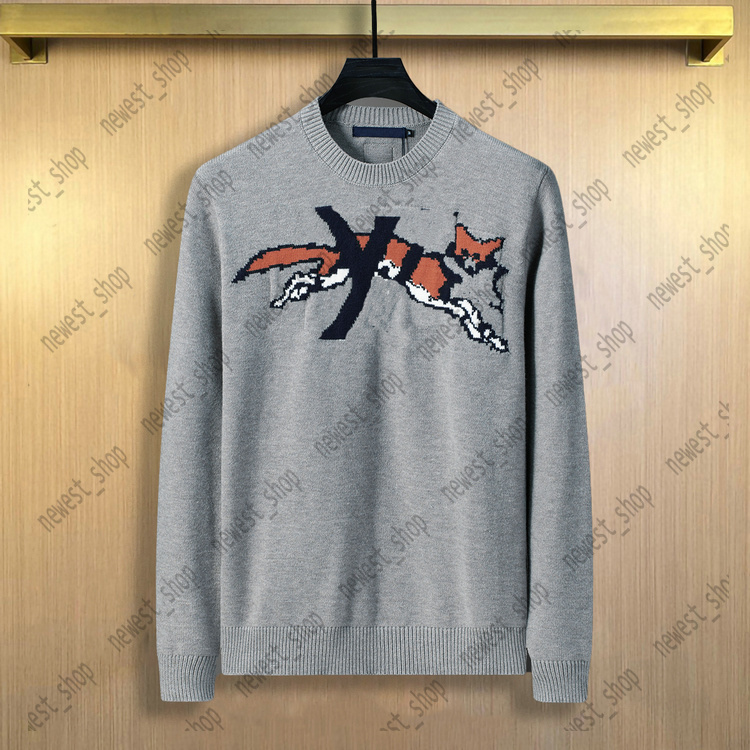 autumn Designer mens sweaters knitwear knit clothing pullover wool casual jacquard classic geometry animal fox sweatshirts woollen woolly gray jumpe