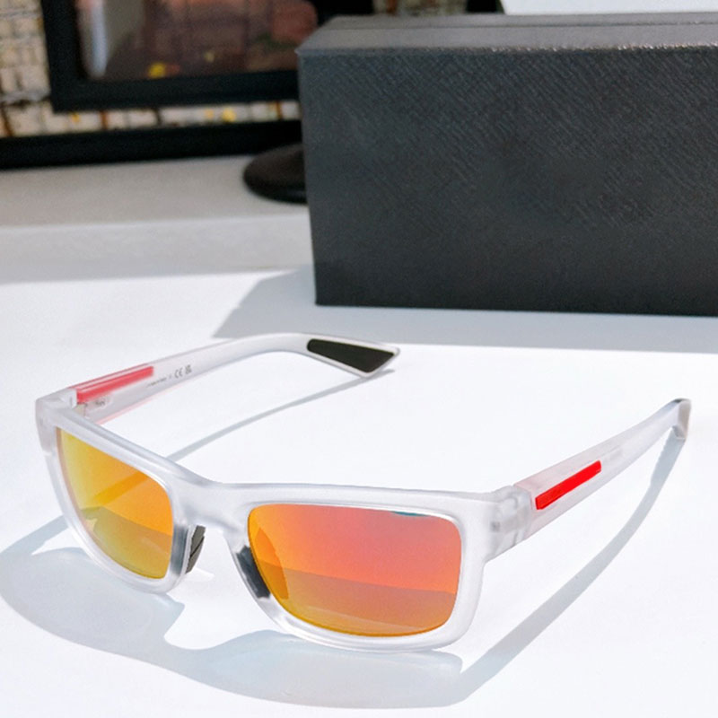 Fashion PR Linea Rossa Sunglasses Iridescent Orange Lenses Women Eyeglasses White Acetate Frame Square Glasses Y2K Sports Style Men Eyewear SPSB10
