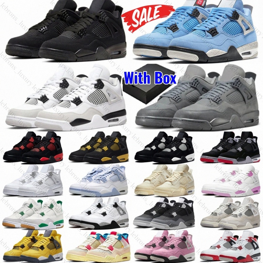 Black Cat Basketball Shoes Womens With Box Men Thunder White Cement Navy UNC Military Blue Sail Pine Green Lightning Fire Red Midnight Olive Canvas