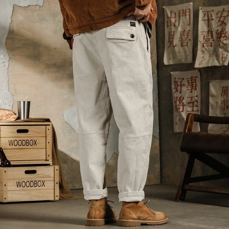 Heavy Washed Corduroy Casual Pants For Men American Vintage Loose Pencil Trousers Spring Autumn Fashion Ankle-Length Pant Male 260917