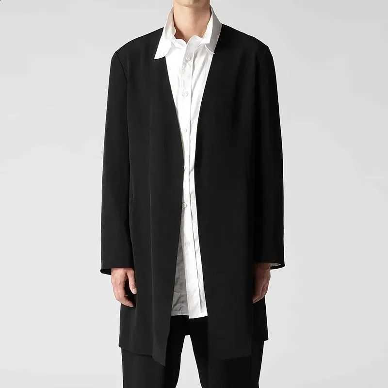 YOJI OOAK design loose V-neck trench coat medium long sleeve solid color all-in-one jacket D2609021