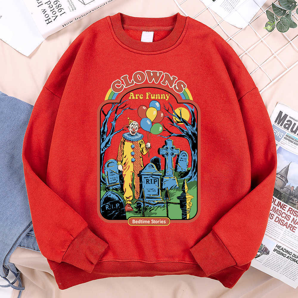 Staries Clowns Are Funny Bedtime Comics Print Hoodie Men Women Loose Autumn Sweatshirt Fleece Warm Hoodies High Quality Hoody C260915 C26091511