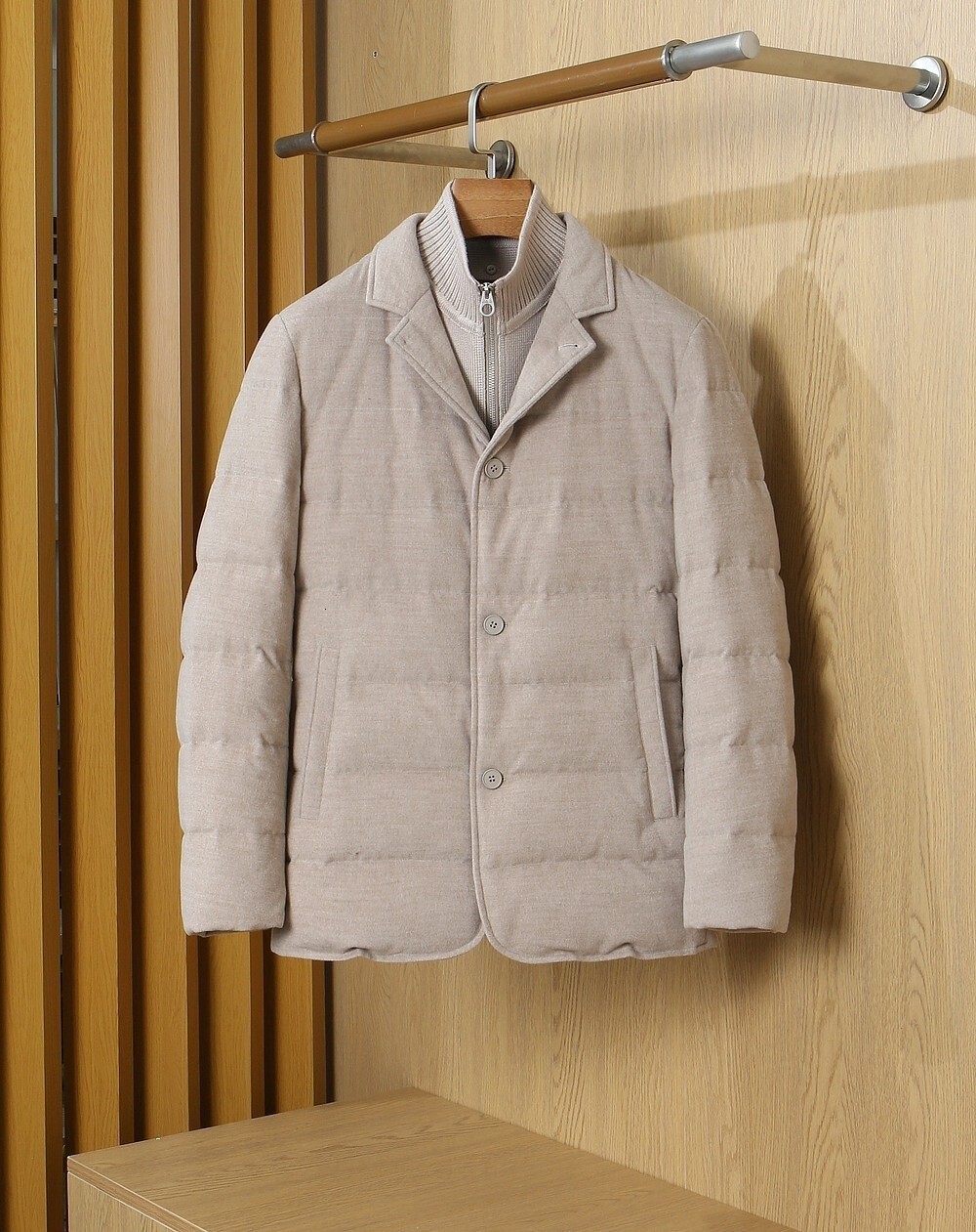 LP Men's Old Money Style Autumn/Winter New Versatile Wool Down Jacket Faux Two-Piece Cardigan Trendy Loose Coat