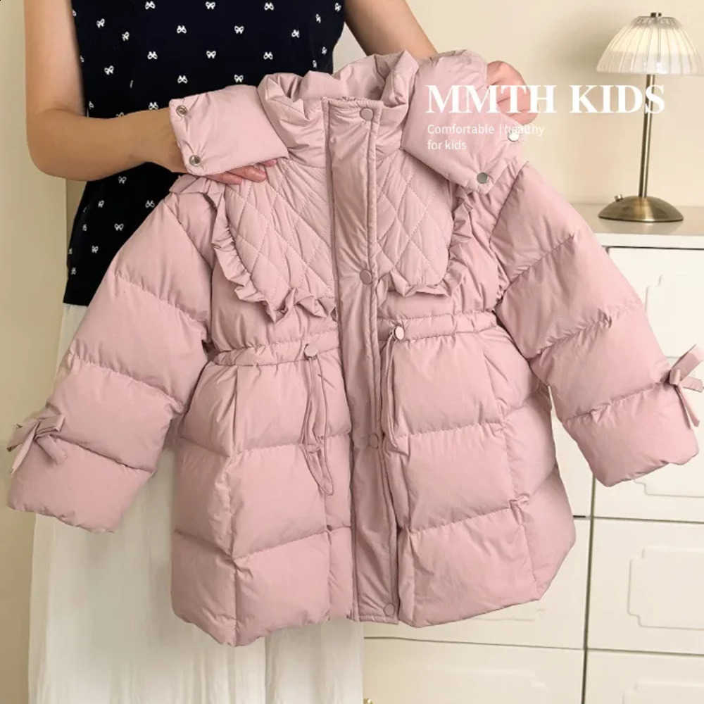 Sweet Girls Winter Pink Warm Waist-Slimming Hooded Zipper Puffer Jackets School Kids Coat Top Children Outfit Windbreaker 2-12YrW260917