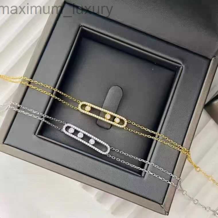 2024 new high-version three-diamond sliding double-layer bracelet Fashion personality hollow-out smart full diamond hand jewelry