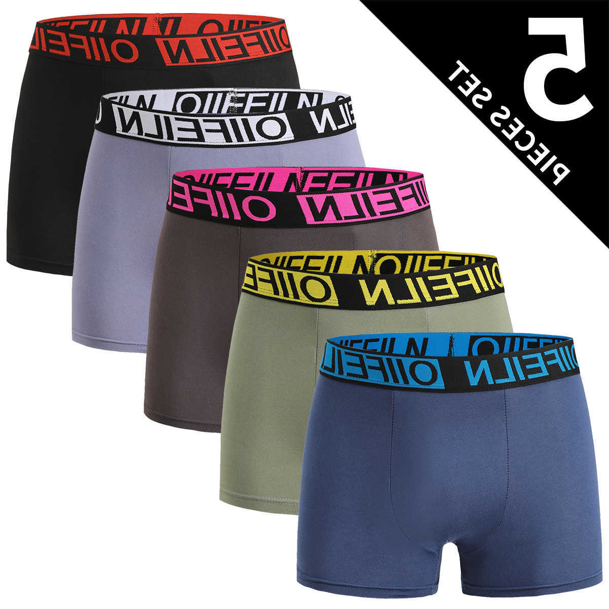 Morandi Underpants 5-piece Men's Underwear Color Series Youth Quick Drying Sports Csual Comfortable Plus Size Flat Corner Pants Trendy D260918