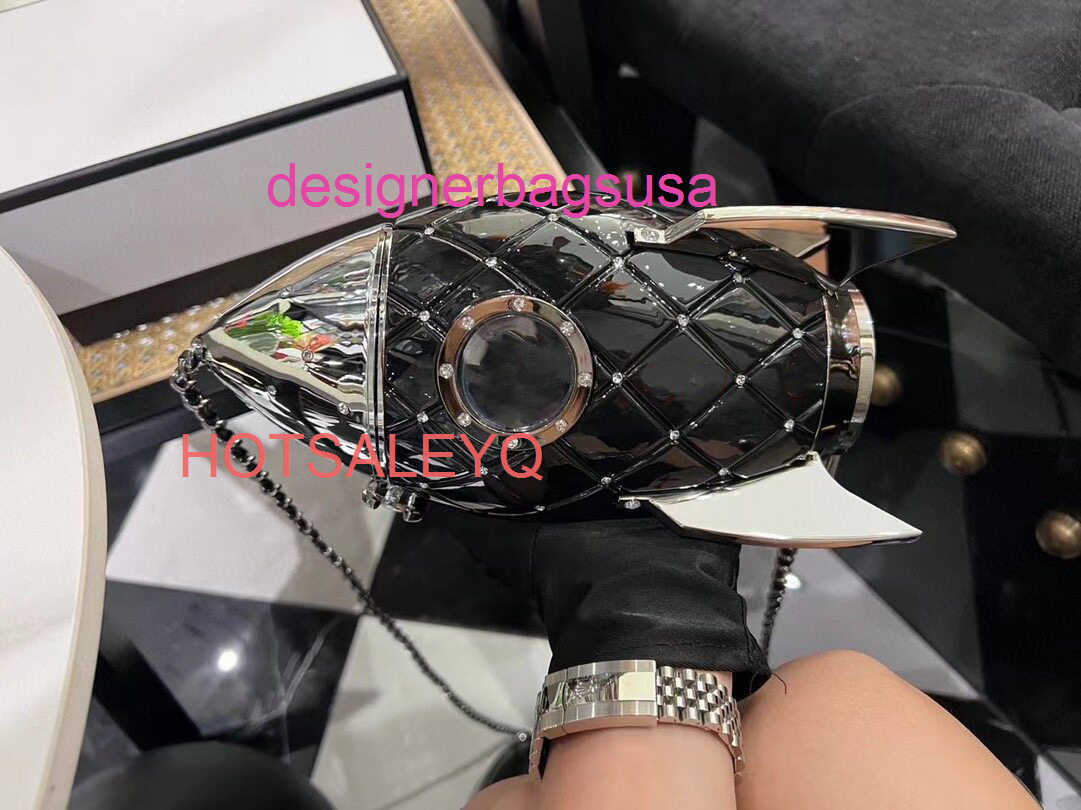 Luxury Designer Bag 2026 Collection Series Rocket Bag Flying Fish Acrylic Rhinestone Box Bag Mini Chain Crossbody Shoulder Bag Yqtgood