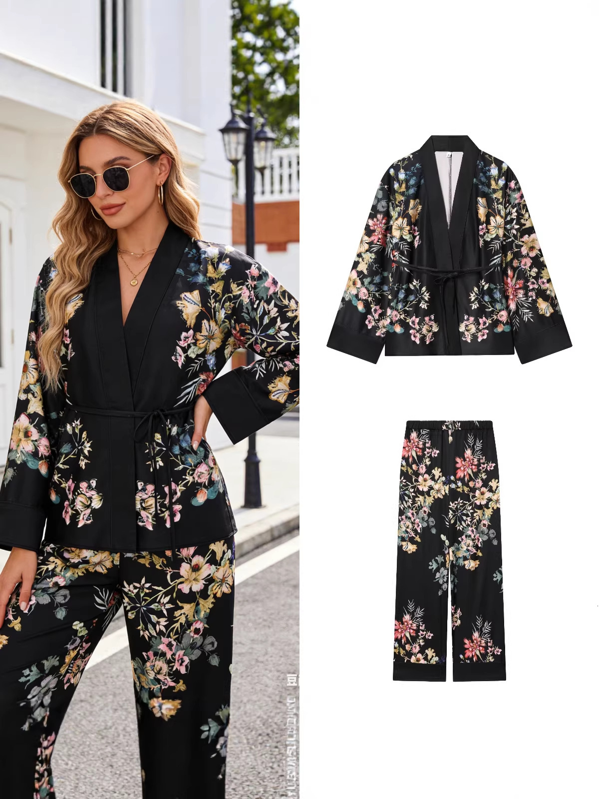 Cross-Border Wholesale Women's Clothing, 2026 Spring New Collection: Wrap-Style Casual Suit With Elastic Waistband And Long Pants WONST