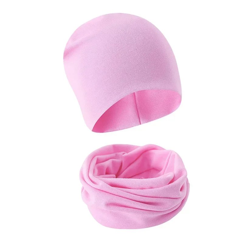 Winter Solid Color Cap Scarf Set for Kids 114 Years Unisex