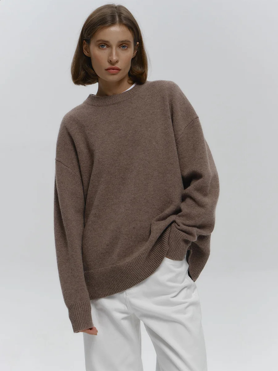 Bornladies Women's O-Neck Oversized Sweater Autumn Winter Thick Warm Loose Simple Solid Color Knitted Pullover Casual Jumper Top 260917