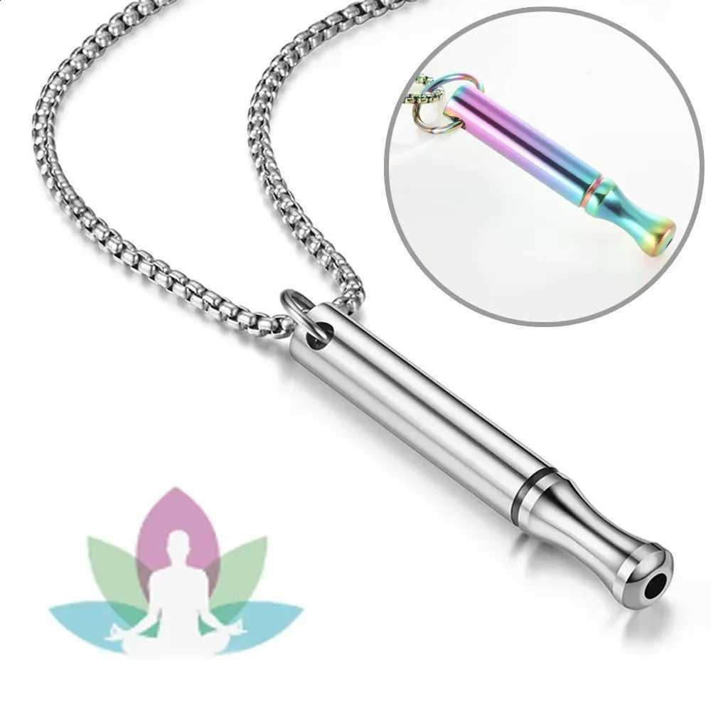 Simple Regulate Breathing Stainless Steel Whistle Pendant Necklace for Men Women Stress Relief Anxiety Meditation Jewelry Gifts Q260916