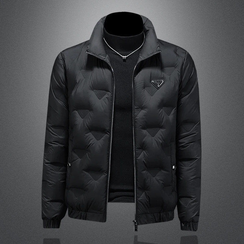 Minglu Autumn Winter Stand Collar Down Mens Jackets y Solid Color Zipper Casual White Duck Male Coats Plus Size 5XL 260918