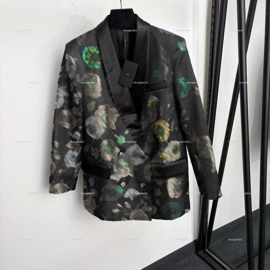 Fashion Black Floral Jacquard Blazer Lapel Single Breasted Elegant Jacket women designer clothes Evening Party Suit Outerwear A546X11N293