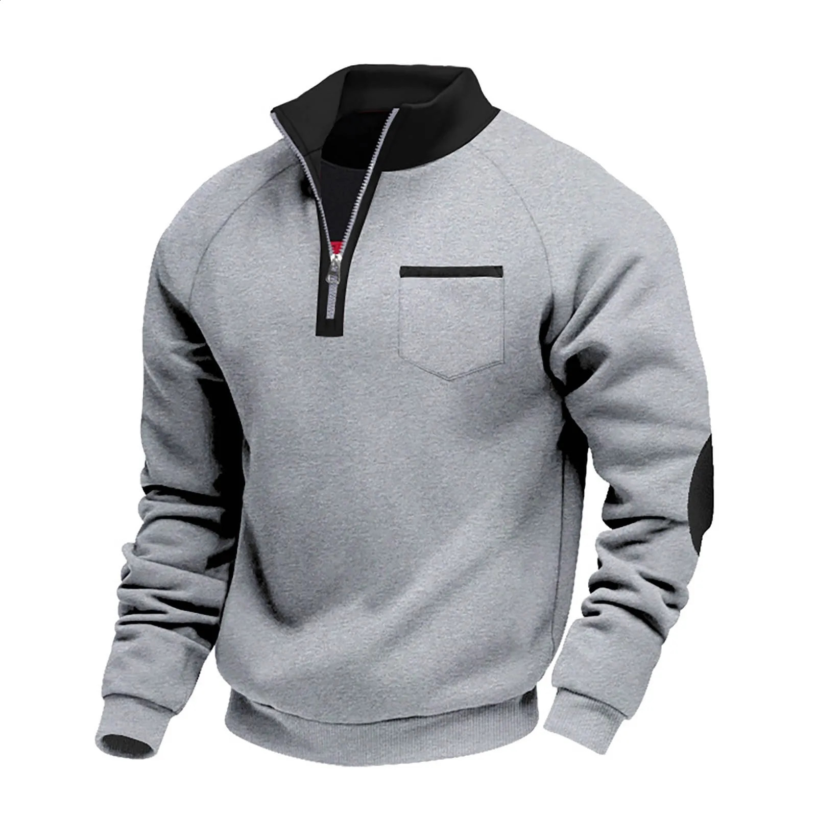 Hoodies For Man Active Fleece Men Mens Velvet Warm Zipper Standup Patch Casual Long Sleeved Sweatshirt Zip Up 260918